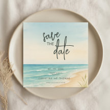 Strandhochzeit Elopement Save-the-Date-Karte