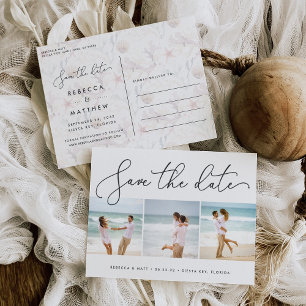 Strandhochzeit Foto Save the Date Postkarte