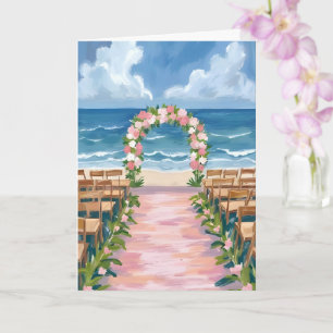 Strandhochzeit-Gang-Blumen-Aquarellkarte Karte