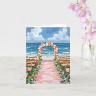 Strandhochzeit-Gang-Blumen-Aquarellkarte Karte