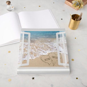 Strandhochzeit Herzen im Fenster  Gästebuch
