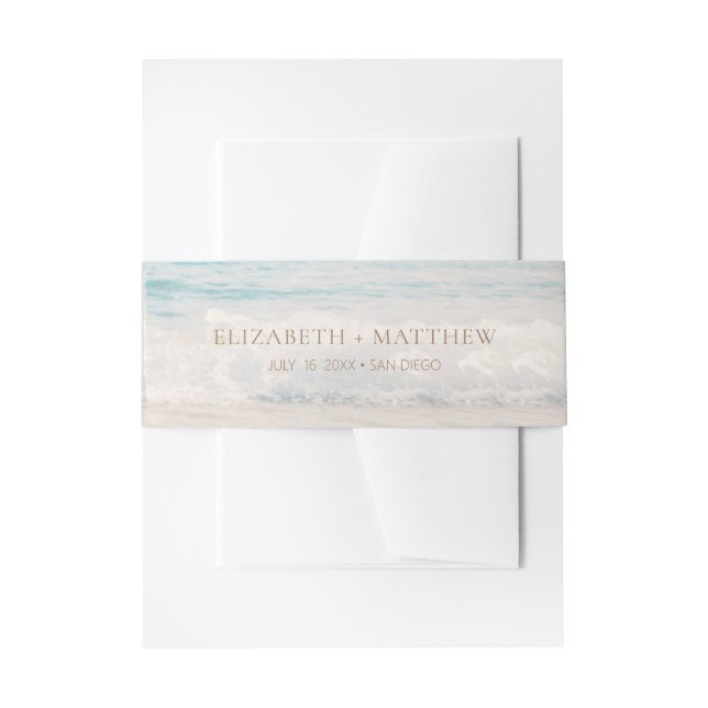Strandhochzeit Hochzeit am Meer/am Ozean Einladungsbanderole (Vorderseite Beispiel)