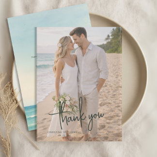 Strandhochzeit im kleinen Rahmen Dankeskarte