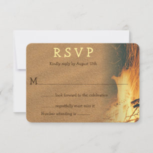 Strandhochzeit-Lagerfeuer RSVP-Einschluss Einladung