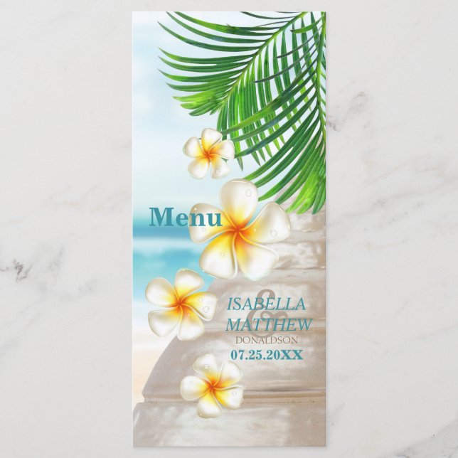Strandhochzeit - Menü Menükarte (Vorderseite)