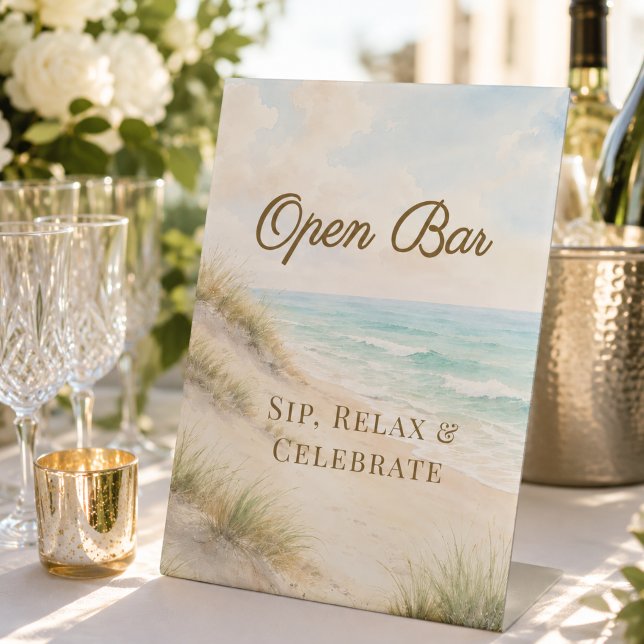 Strandhochzeit mit Open Bar Sockelschild (Von Creator hochgeladen)