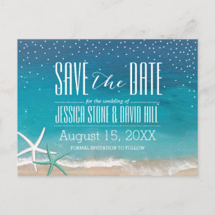 Strandhochzeit mit Seestern Save-the-Date Ankündigungspostkarte