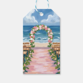 Strandhochzeit Mittelgang Floral Wasserfarbe Geschenkanhänger