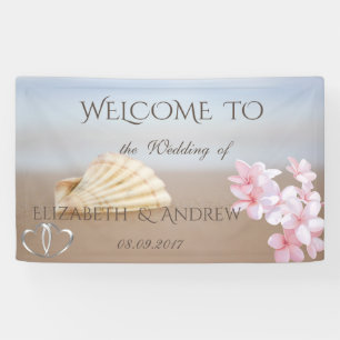 Strandhochzeit, Muschel, Blume, Herz Hochzeitsbann Banner