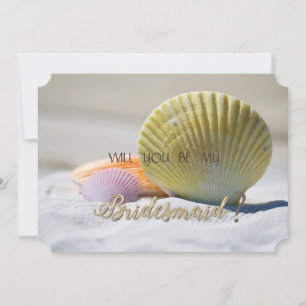 Strandhochzeit, Muscheln im Sand  Brautjungfernkar Einladung
