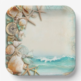 Strandhochzeit Muscheln Pappteller