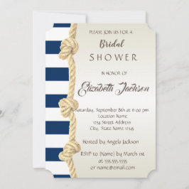 Strandhochzeit, Navy Rope, Stripes Brautparty Einladung