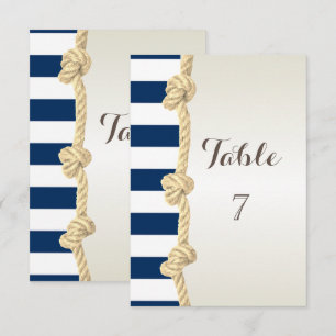 Strandhochzeit Navy-Seil, Herzen, Streifen Tischka Einladung