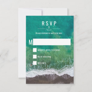 Strandhochzeit Ozean Meer Ufer Nautische Hochzeit RSVP Karte