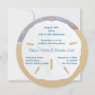 Strandhochzeit Sand-Dollar Runde Einladungen