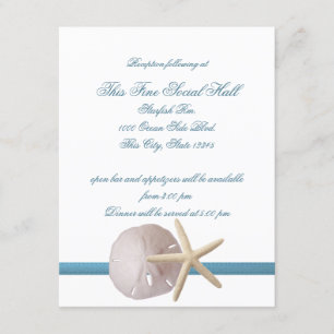 Strandhochzeit Sand-Dollar und Seestern Empfang Einladung