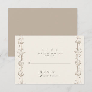 Strandhochzeit Sand Muschel RSVP Karte