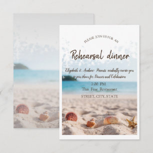 Strandhochzeit, Sand, Muscheln Probedinner Einladung