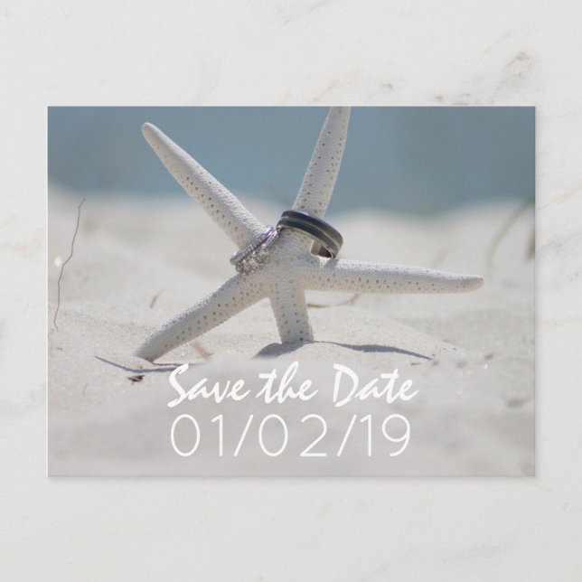Strandhochzeit Save the Date mit Foto Ankündigungspostkarte (Vorderseite)