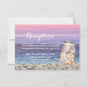 Strandhochzeit Seestern & Mason-Glas-Rezeption Einladung