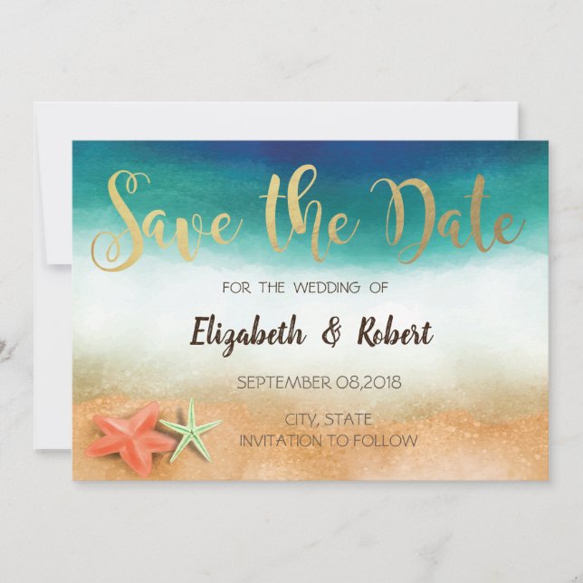 Strandhochzeit, Seestern Save The Date (Vorderseite)