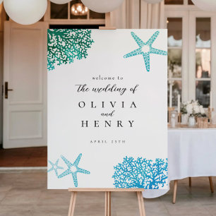Strandhochzeit Seestern Willkommensschild Poster