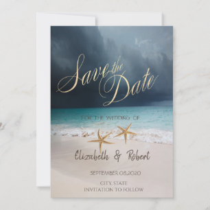 Strandhochzeit, Seesterne Rettet das Datum Save The Date