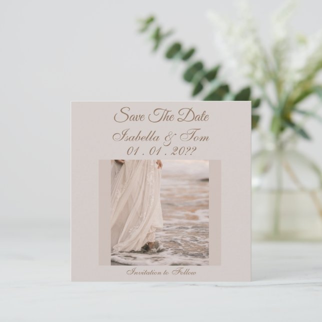 Strandhochzeit, Soft Neutral, Save the Date (Stehend Vorderseite)