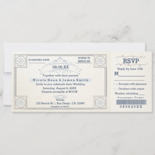 Strandhochzeit Vintage-Boote-Ticket-Einladungen Einladung