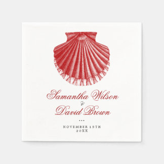 Strandhochzeit Vintage Jakobsmuschel Rot Serviette