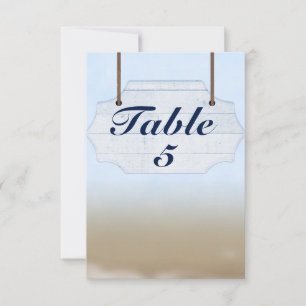 Strandhochzeit Weißes Holzschild Tischnummernkarte Einladung