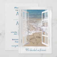 Strandhochzeiten Herz mit Namen im Fenster