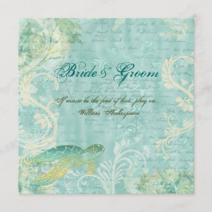 Strandhochzeits-Schildkrötestrudel-Verlobung Einladung