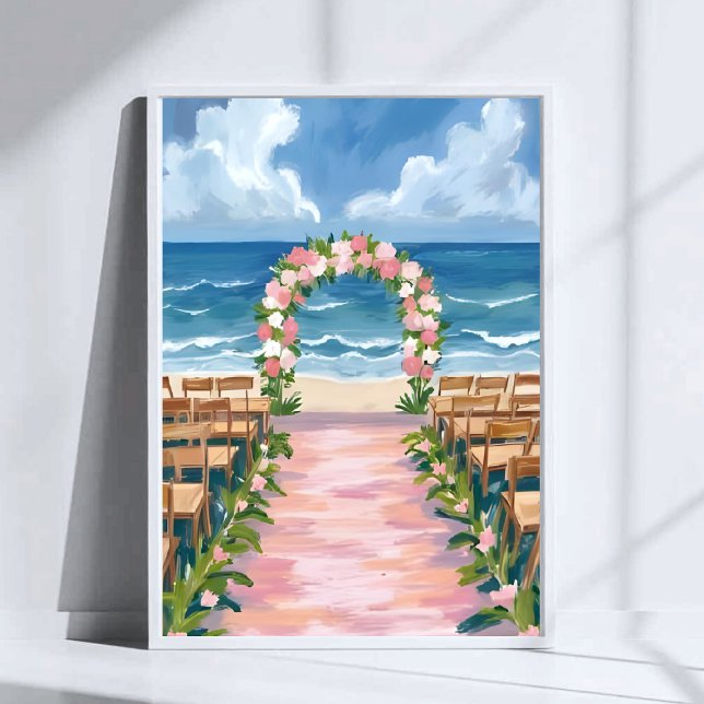 Strandhochzeitung Aisle Floral Wasserfarbe Poster (Von Creator hochgeladen)