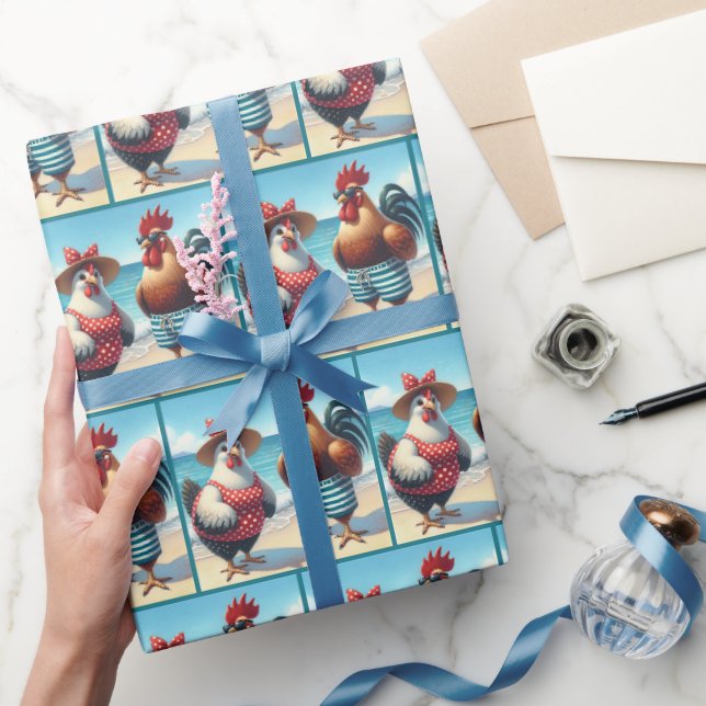 Strandhühner in Badeanzügen Geschenkpapier (Schenken)