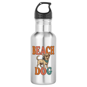 Strandhund Vintage Gravur Grafikdesign_1 Edelstahlflasche