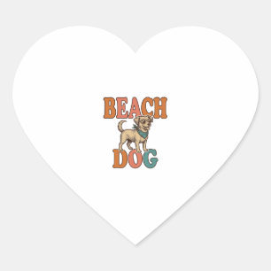 Strandhund Vintage Gravur Grafikdesign_1 Herz-Aufkleber