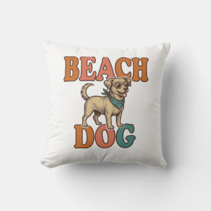 Strandhund Vintage Gravur Grafikdesign_1 Kissen