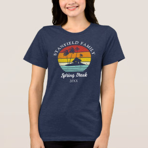 Strandhütte Frühlingspause Palmen Familie Matching Tri-Blend Shirt