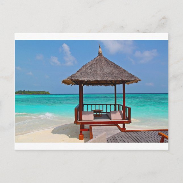 Strandhütte tropisches Paradies Ruhe abgelegen Postkarte (Vorderseite)