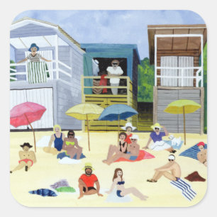 Strandhütten 1991 quadratischer aufkleber