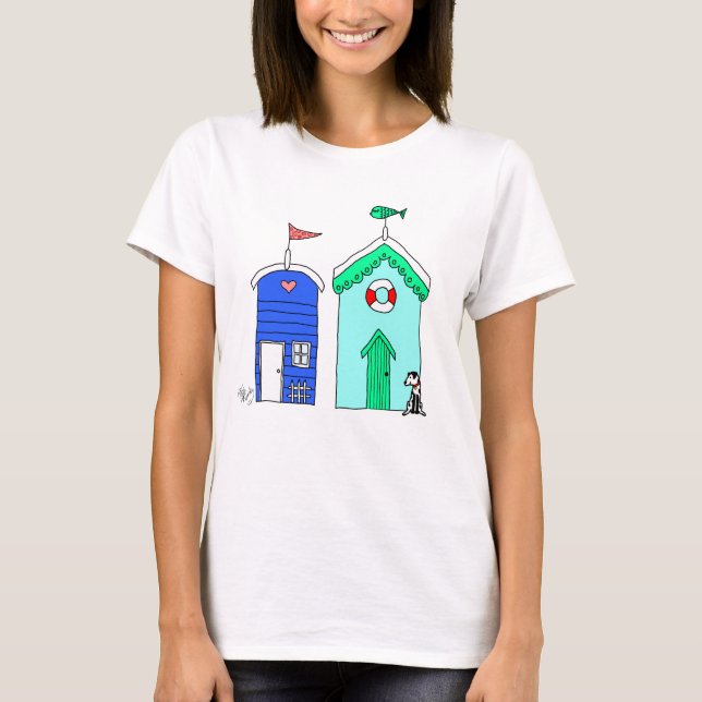 Strandhütten 2 Illustration T-Shirt (Vorderseite)