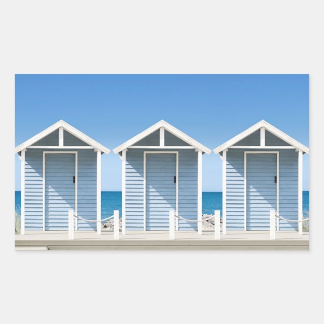 Strandhütten 2 rechteckiger aufkleber (Vorderseite)
