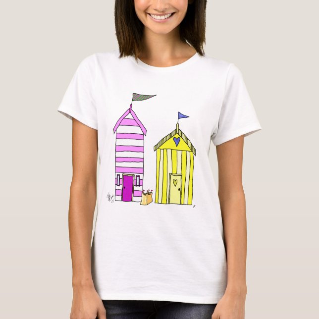 Strandhütten 3 Illustration T-Shirt (Vorderseite)
