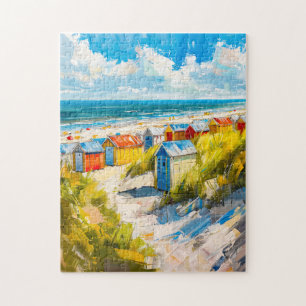 Strandhütten am Meer in Holland Malerei