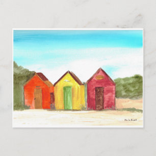 Strandhütten Aquarell Ozean Küstenstrand Postkarte