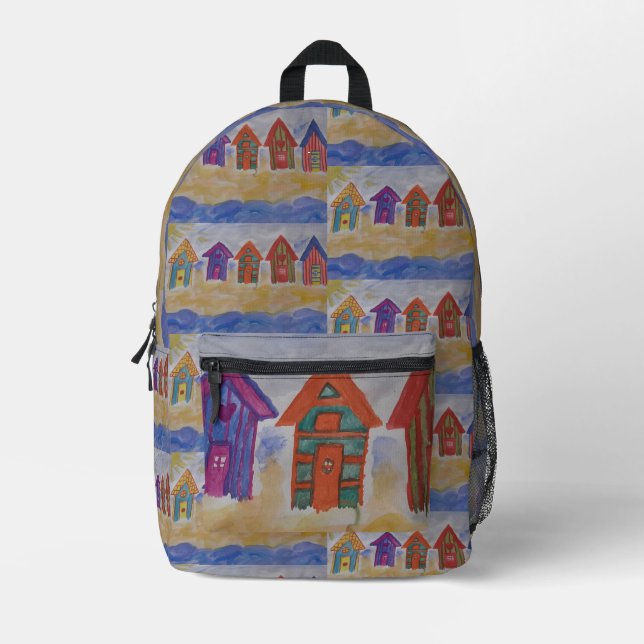 Strandhütten Bedruckter Rucksack (Vorderseite)