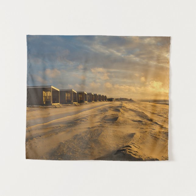 Strandhütten bei Sonnenuntergang an der niederländ Wandteppich (Vorderseite (Horizontal))