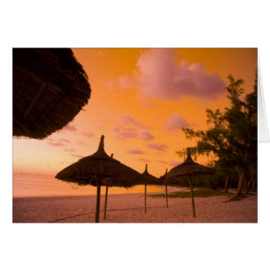 Strandhütten im Palapa-Stil bei Sonnenaufgang, Bel