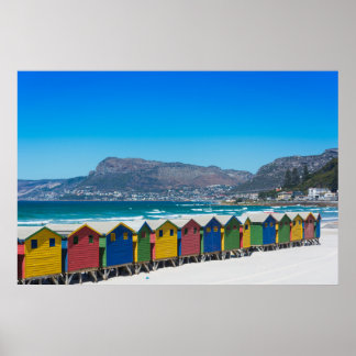 Strandhütten in Muizenberg, Kapstadt Poster
